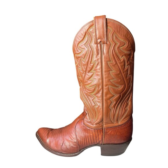 Justin Lizard Skin Mens Cowboy Boots Exotic Western Brown IMPERFECT Size 11 D - Picture 3 of 10